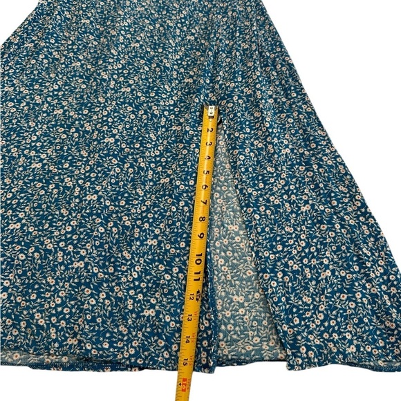Princess Polly Georgia Blue Flroal Print Open Back Side Slit Midi Dress Size 10 - Picture 9 of 17